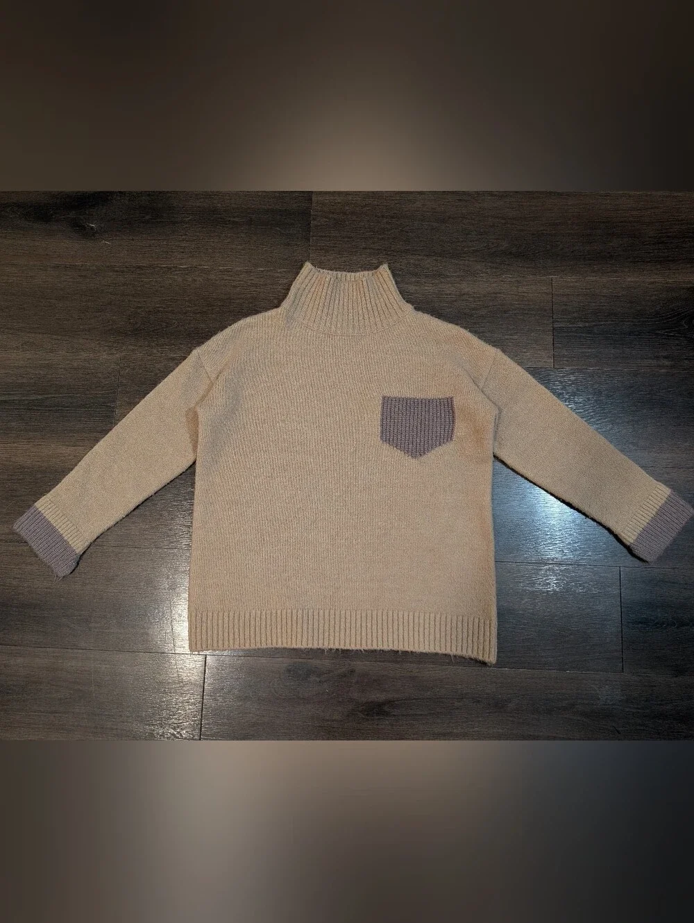 Size medium beige turtleneck knit sweater